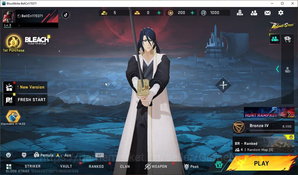 Blood Strike Accounts ASIA | Best Starter | Collab BLEACH Melee Zanpakut image 1