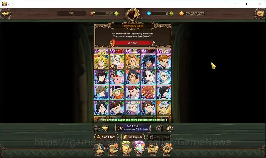 The Seven Deadly Sins: Grand Cross Accounts Endgame Global| 299K CC | 4 UR | Merlin&Escanor,GoF Skuld,Oppresor Demon 5