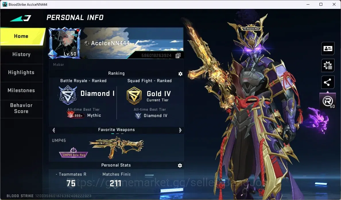 Blood Strike Accounts ASIA | 3 ETERNAL GUN:M4A1, AK47,UMP45 |1 ETERNAL S image 1