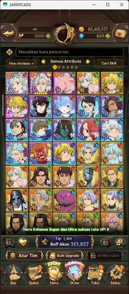 The Seven Deadly Sins: Grand Cross Accounts Endgame Global | 213,827k CC |1 LR|1 UR|LR Elizabeth 1/6|UR Demon King Meliodas 4