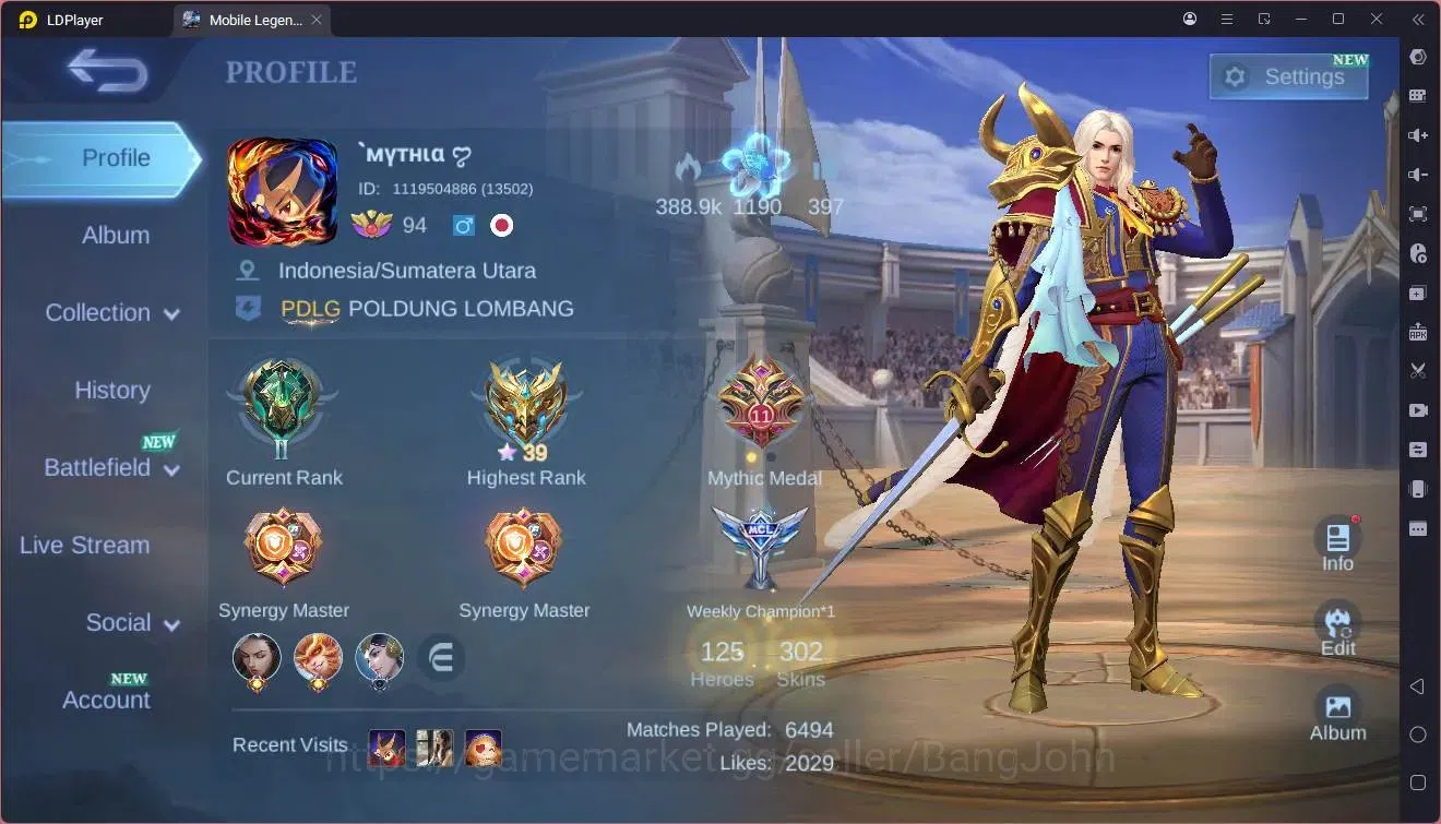 Mobile Legends: Bang Bang Accounts Global|Hero 125|Skin 302|Renowned|KOF Karina|Sanri image 1