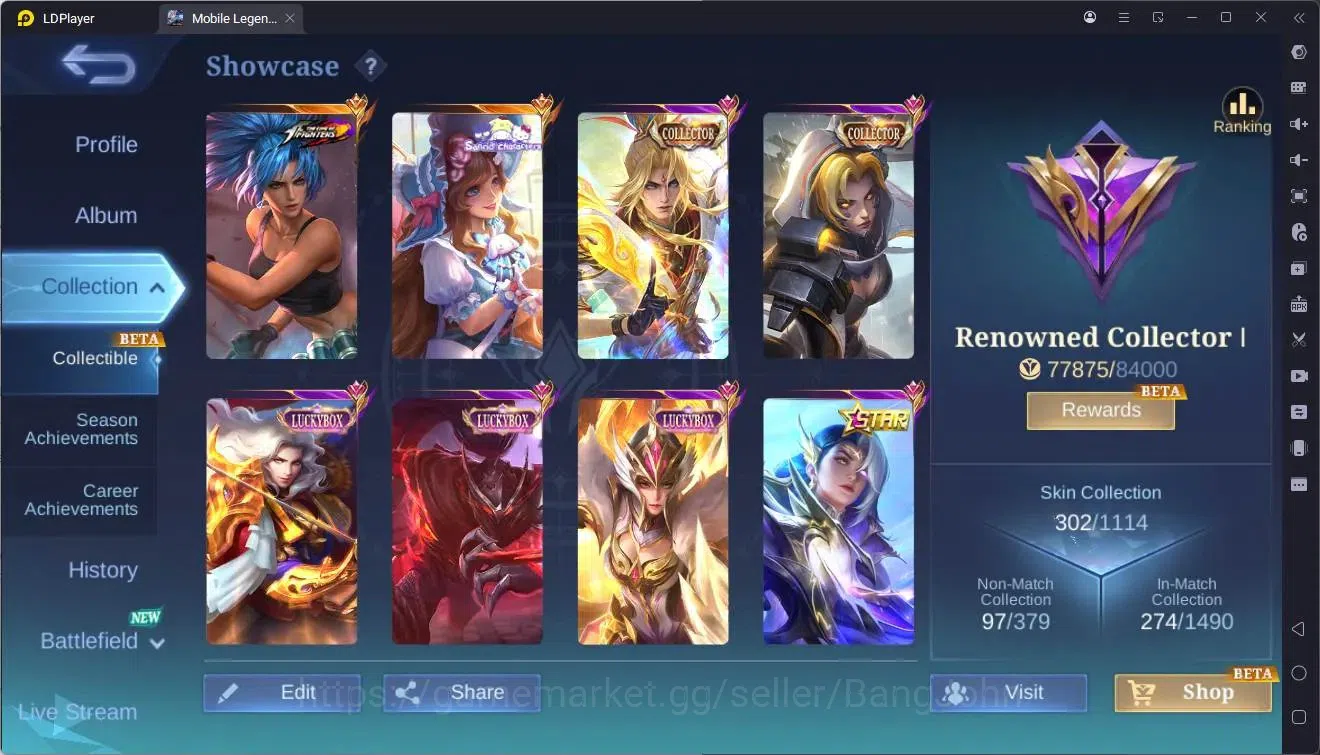Mobile Legends: Bang Bang Accounts Global|Hero 125|Skin 302|Renowned|KOF Karina|Sanri image 2