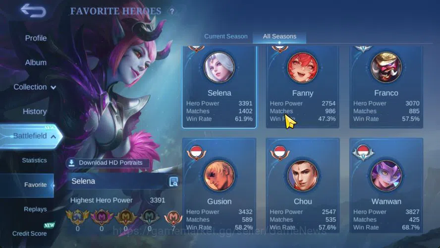 Mobile Legends: Bang Bang Accounts Hero 132|Skin 504|High Glory 91|Legend[Franco,GS], image 5