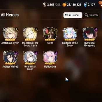 Epic Seven Accounts High-End ASIA|Rank 60|5.2K Mystic Medal|8ML(Notos,Miseria,B.Hwayoung,BWiseria,Arby, and etc)|PoH+Bless