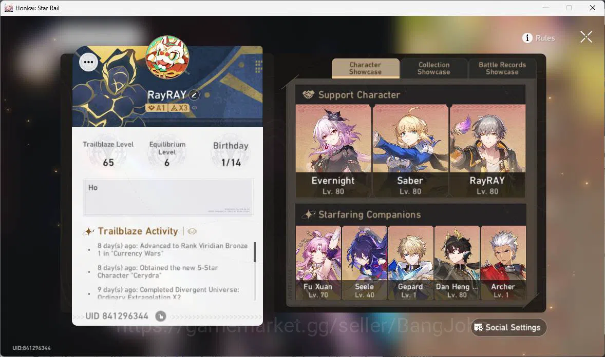 Honkai Star Rail Accounts ASIA|TL 65|Jade 1995|9 limit|Evernight E2+sign,Sab image 11