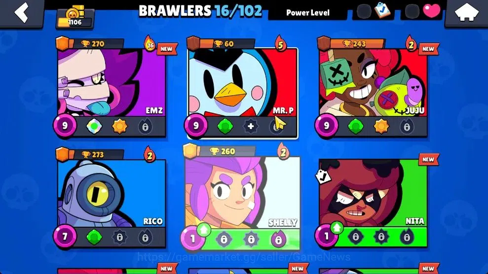 Brawl Stars Accounts 1106 Trophy|16 Brawlers Myth Juju, MR P|9 Skins|3  image 5