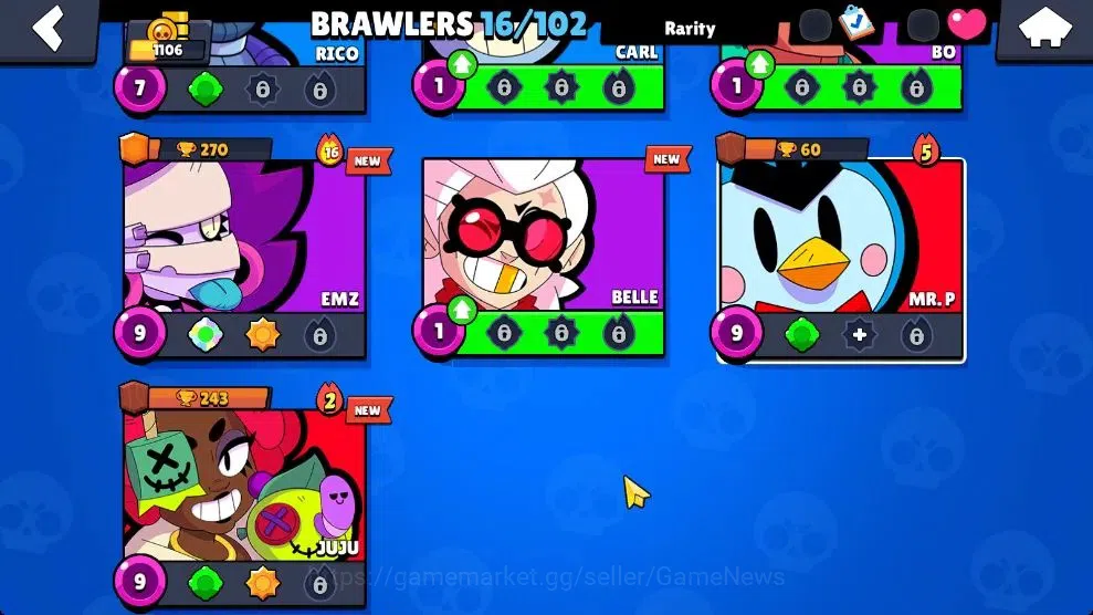 Brawl Stars Accounts 1106 Trophy|16 Brawlers Myth Juju, MR P|9 Skins|3  image 6