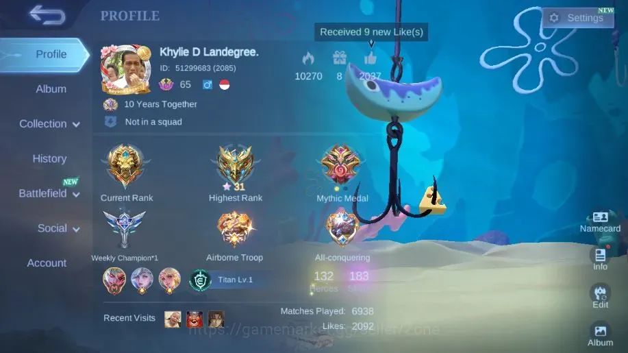 Mobile Legends: Bang Bang Accounts Collector Hero 132|Skin 183|Expert|KOF Dyroth|PRIME Granger|Spongebob Gloo,Cyc|SABER 1