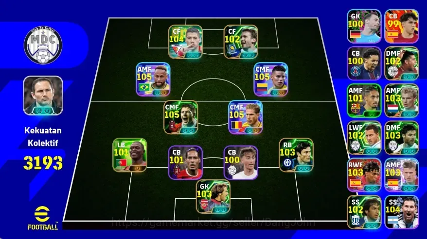 eFootball Accounts Legends & Iconic Players Android |PW 3193|Show T Bruyne + Rodriguez + Neymar,Luis Suarez Epic,Xabi Alonso 1