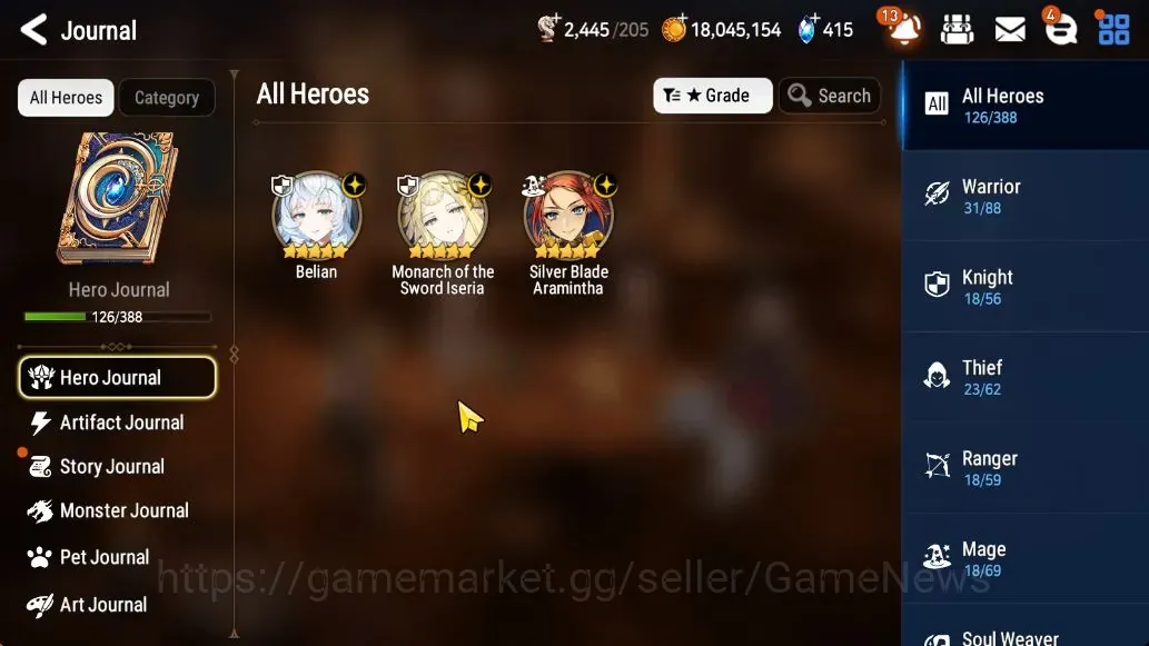 Epic Seven Accounts High-End GLOBAL UnVerif|NewEra| 3 ML (Belian,Monarh Iseria,SB Aramintha)+A Ludwig,Fumyr,Setsuka,Etc|14K 1