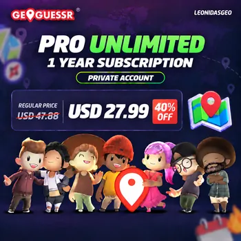 GeoGuessr Accounts Pro Unlimited [PRIVATE ACCOUNT] GeoGuessr Pro Unlimited | 1 Year Subscription