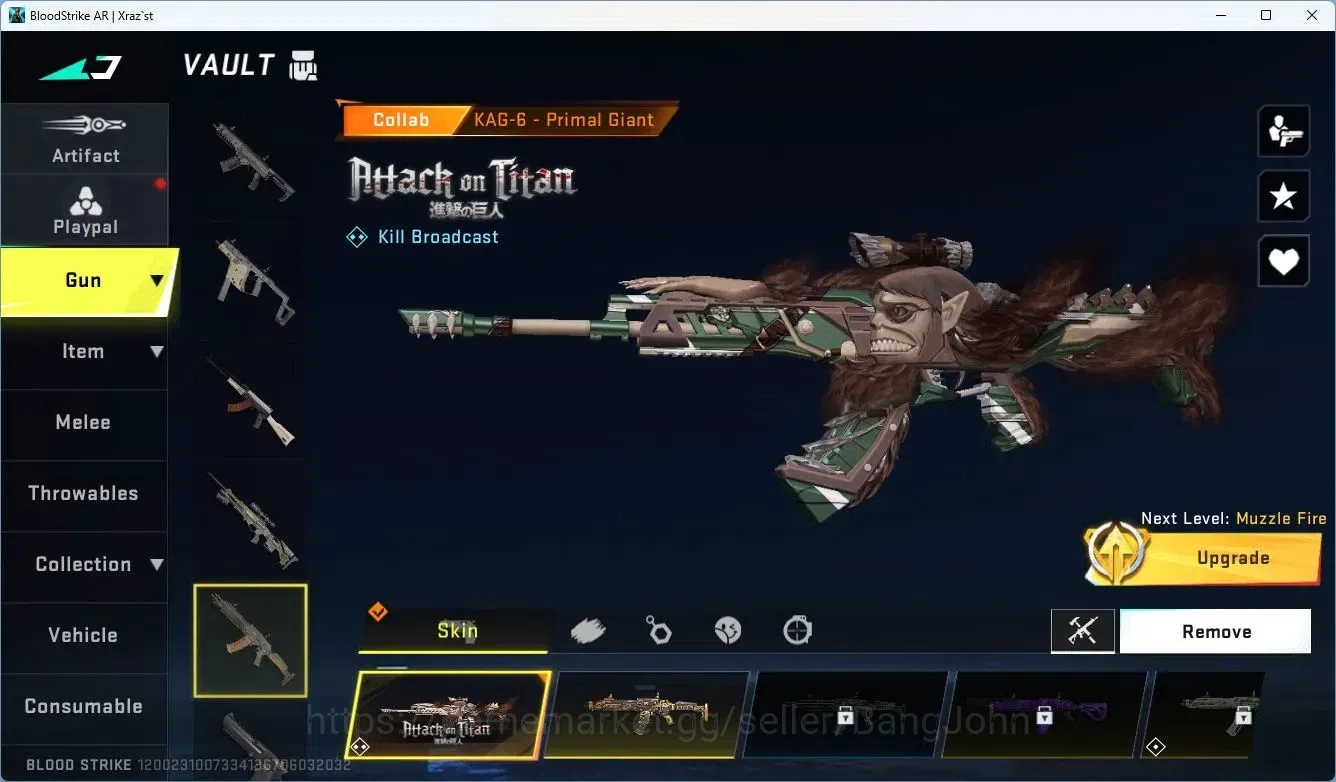 Blood Strike Accounts ASIA | 4 ETERNAL GUNS | 2 AOT GUNS| 1 AOT Stiker | image 3