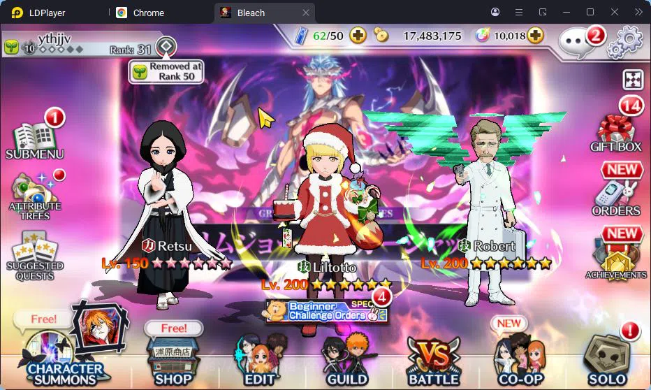 Bleach: Brave Souls Accounts Others Global |17M BP+10K Orb|Fresh Story|Liltotto Cm24,Robert TYBW24,Kenpachi 9th,Byakuya 1