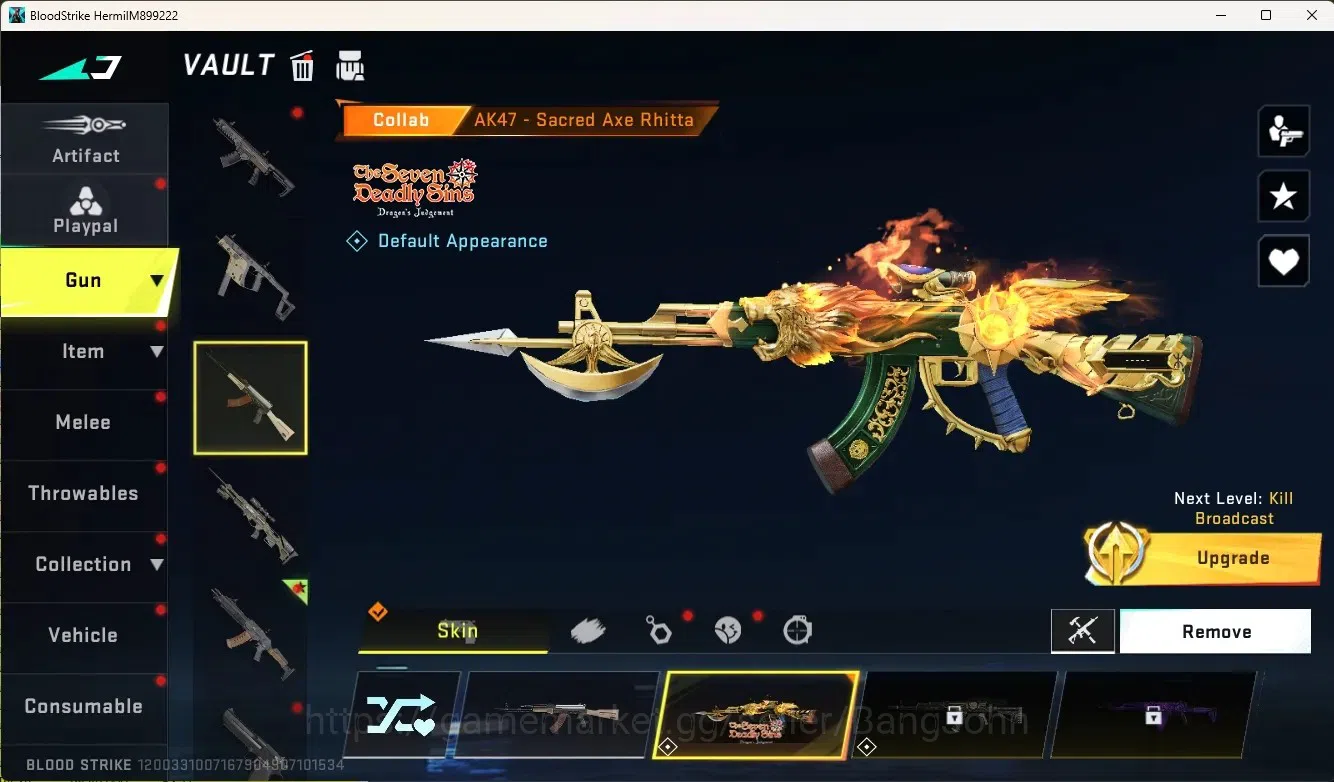 Blood Strike Accounts Collab Skin ASIA | 1 Collab KAG-6-Comandante|1 7DS,1 EVA,1 TR,1 Collab Gun|1 BLEACH Striker|1 Ultra 3