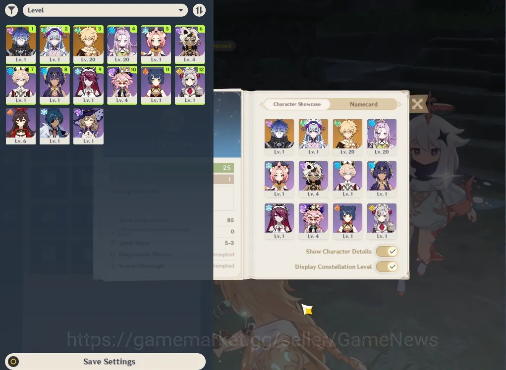 Genshin Impact Accounts Starter ASIA|AR 25|1 Limited (Flins) + Std (Yumemizuki Mizuki)|All Unset|Rate On|Male MC|Take 1