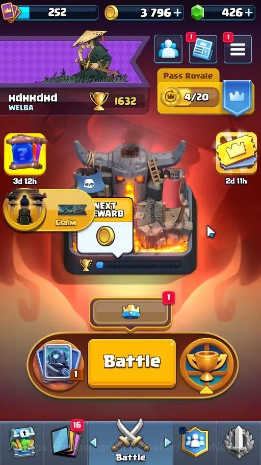 Clash Royale Accounts High-End Lv 252|Trophy 1632|KTL 9|Card 34/122|1 EVO 1 Legend 1 Epic 15 Rare 16 Common|2 Wildshard|Take 1