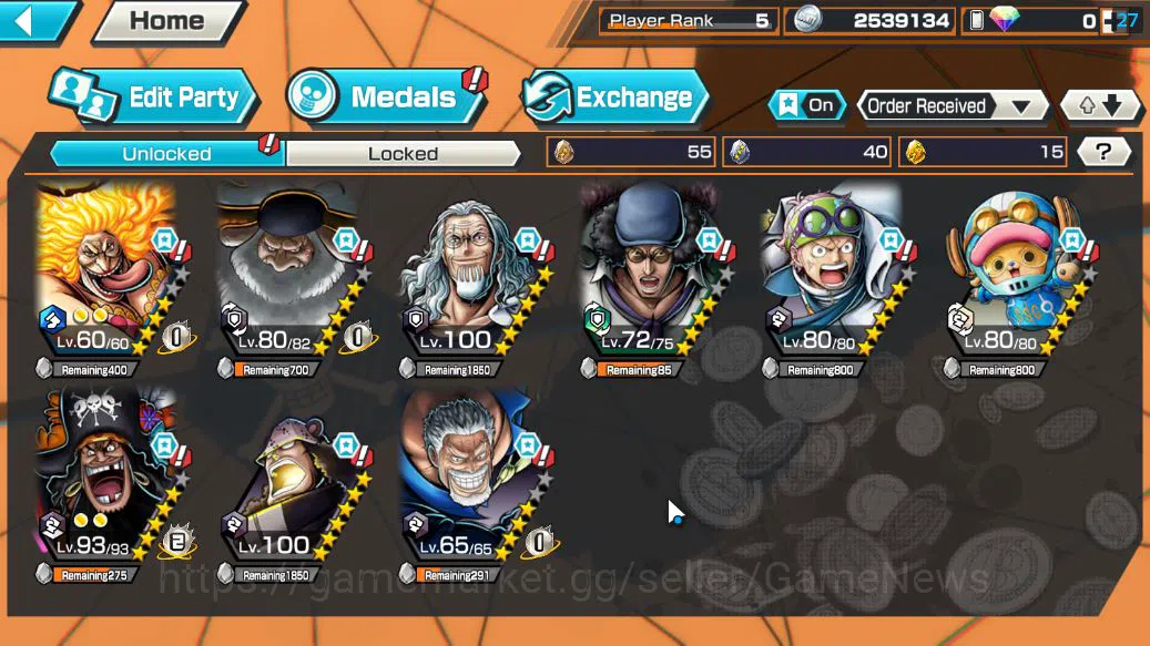 One Piece Bounty Rush Accounts Starter Global|5 EX | TFE D.Teach,T5E ST.Jaygarcia,Hunger Charlotte Linlin,Legendary 4
