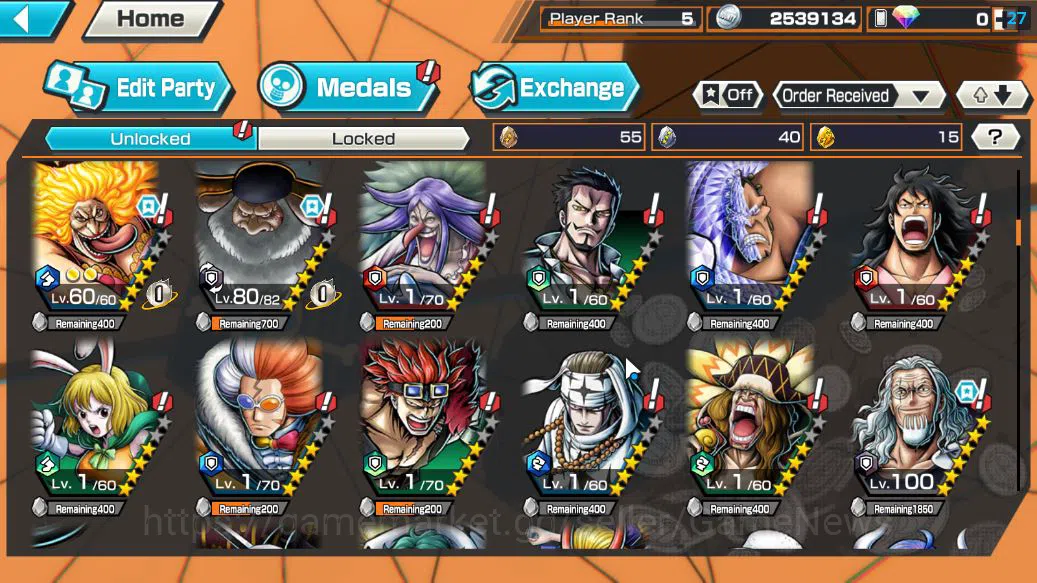 One Piece Bounty Rush Accounts Starter Global|5 EX | TFE D.Teach,T5E ST.Jaygarcia,Hunger Charlotte Linlin,Legendary 7