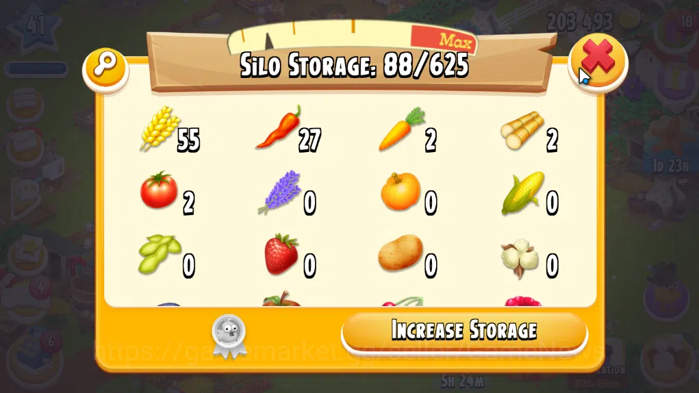 Hay Day Accounts Level 41 | Barn Storage 1100 + Silo Storage 625 | 203k Coins, 20 Diamonds |CN ON|Log Supercell ID|Take 8