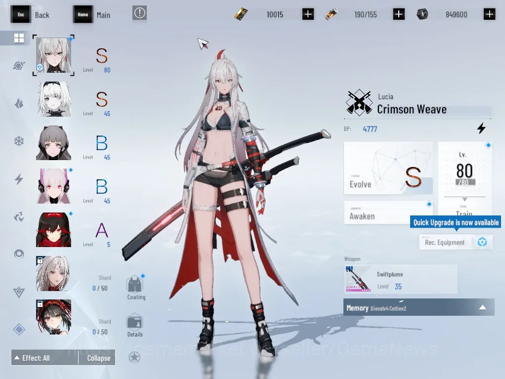 Punishing: Gray Raven Accounts Starter EU |Lv 56|S Lucia Crimson Weave, S No 21 Feral|10k BC, 3k YC, 9k BlueC|1 S Omniframe 1
