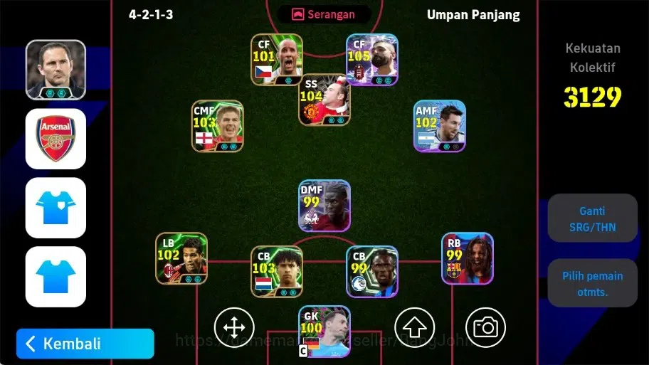 eFootball Accounts Legends & Iconic Players Mobile|PW 3129|P.E.Aubameyang Epic,Wayne Rooney Epic,Frank Rljkaard 1