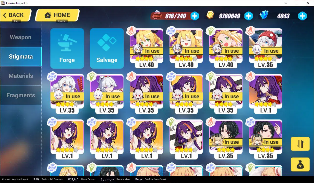 Honkai Impact 3rd Accounts Mid-Game SEA Lv 57|4K Cryst|2 Fullset (Kiana Badum Fiery,Theresa Lunar Vow), Songque Jovial 9