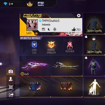 Free Fire Accounts INDONESIA - AKUN FF MURAH - M1887 EVO GUN LV [ 5 ] - BUNDLE JUJITSU KAISEN