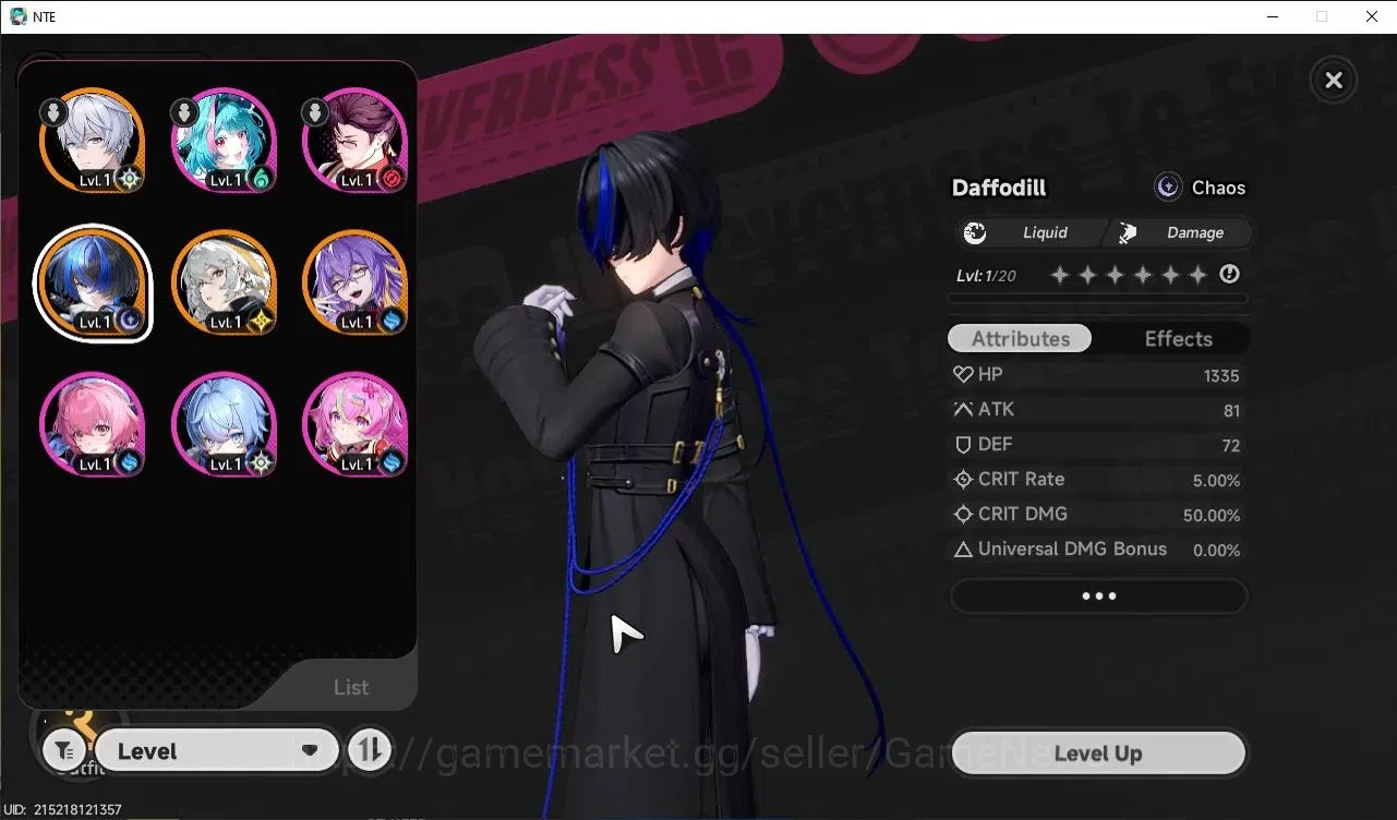 Neverness to Everness Accounts Global EUROPE HL 3| 3 SSR [Daffodill+Sign, Hathor, Fadia]| 5 SR [Adler,Haniel] |Male MC|Log 2