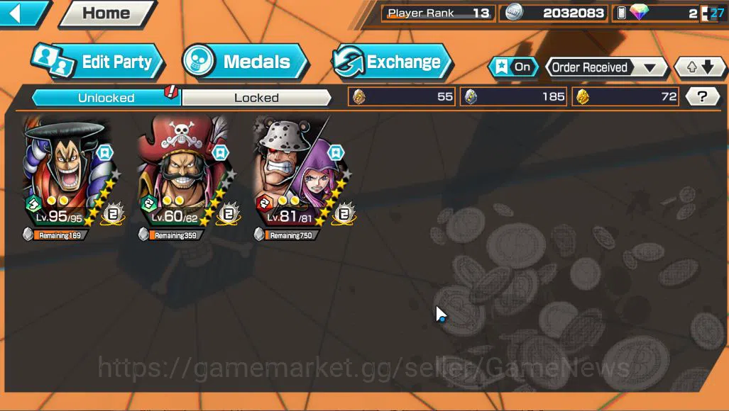 One Piece Bounty Rush Accounts Global| 2 EX |King of the Pirates Gol D.Roger,Daim image 4