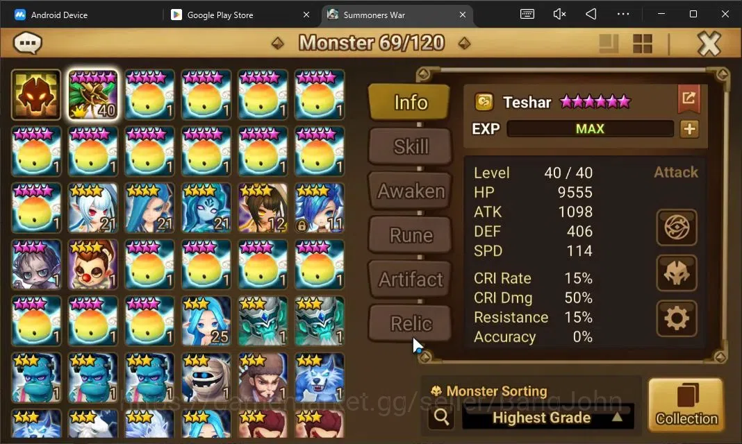 Summoners War: Sky Arena Accounts Starter GLOBAL | NB 5 TESHAR,Starter Gacha 115 12Y+160 11Y Scrool, 3 Legendary All 2