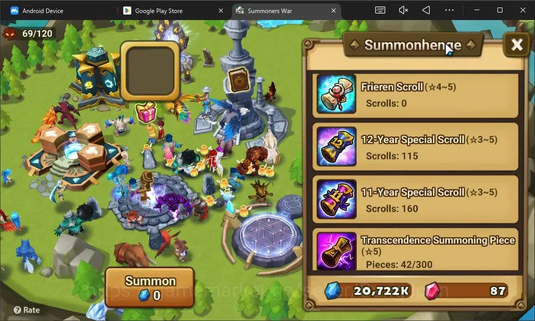 Summoners War: Sky Arena Accounts Starter GLOBAL | NB 5 TESHAR,Starter Gacha 115 12Y+160 11Y Scrool, 3 Legendary All 3