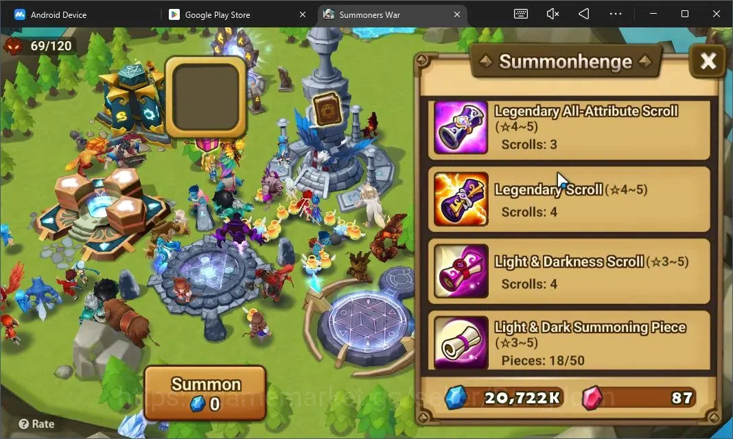 Summoners War: Sky Arena Accounts Starter GLOBAL | NB 5 TESHAR,Starter Gacha 115 12Y+160 11Y Scrool, 3 Legendary All 4