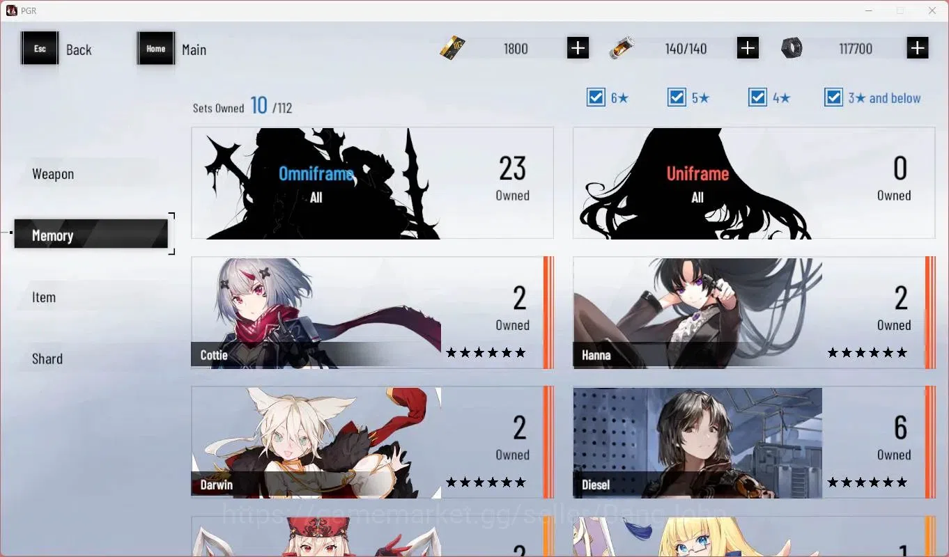 Punishing: Gray Raven Accounts Starter ASIA |L41|S Lucia Crimson Weave L79 + Sign,S Bianca Crepuscule L67,S No.21 Feral 7