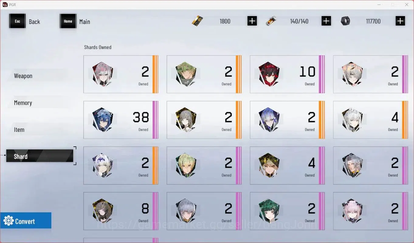 Punishing: Gray Raven Accounts Starter ASIA |L41|S Lucia Crimson Weave L79 + Sign,S Bianca Crepuscule L67,S No.21 Feral 9