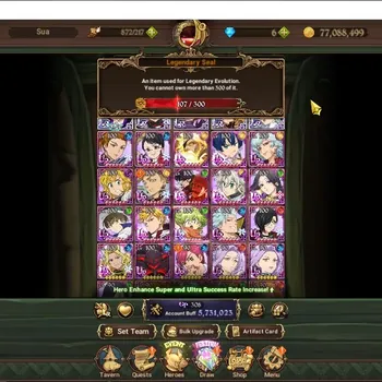 The Seven Deadly Sins: Grand Cross Accounts Endgame ASIA|5.7M CC|107 LS|5 LR,10 UR +FullCollab