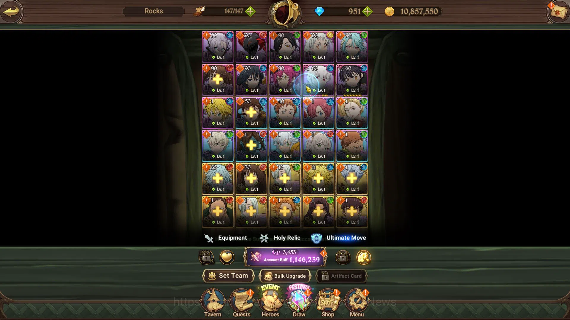 The Seven Deadly Sins: Grand Cross Accounts Starter Global |1,1M CC|Starter CH 4|951 Dm| 1 UR+Collab FF | Demon King 6