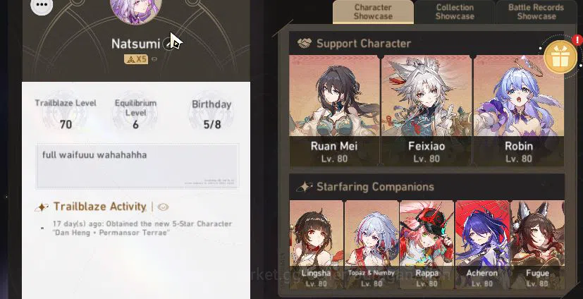 Honkai Star Rail Accounts Mid Game ASIA|TL 70|15 Limited [Castorice,Fugue,Feixiao,Rappa,Robin,Acheron,RuanMei E1]+Sign 2