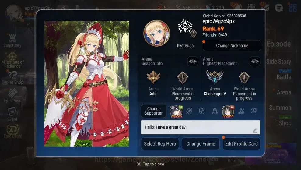 Epic Seven Accounts Limited Hero Global Unverif|22 ML(RnL,Salome,LC Bellona Etc.)+A Fumyr,Rinak|Theater Fresh|SS 2.2K|CHECK 1