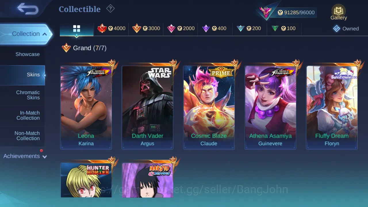 Mobile Legends: Bang Bang Accounts Hero 92 | Skin 275 | Glory | HXH Julian | Naruto S image 4