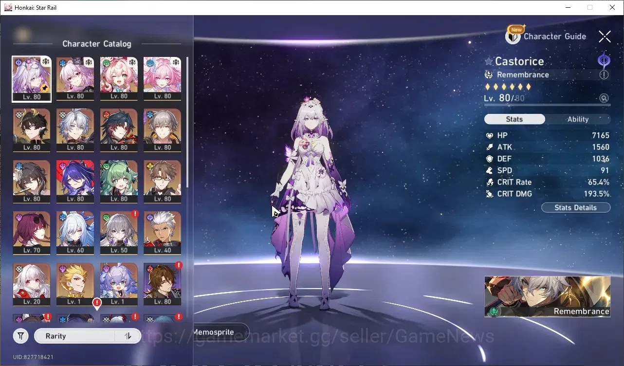 Honkai Star Rail Accounts Others ASIA|TL 67|Castorice PremTeam|14 Limited| (Evernight E2)+Sign Huohuo E1,Phainon,Acheron 1