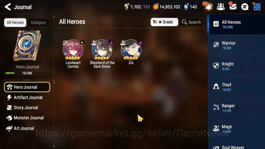Epic Seven Accounts High-End Global UnVerif|NewEra|3 ML(Zio,Shepherd Dark Diane,Lionheart Cermia)+Ivana,Setsuka,Etc|42K 1
