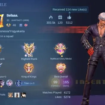 Mobile Legends: Bang Bang Accounts Others Hero 99|Skin 165|Expert|HRImmo141|KOF Gusion,Karina|Lbox Eudora|3 Lborn