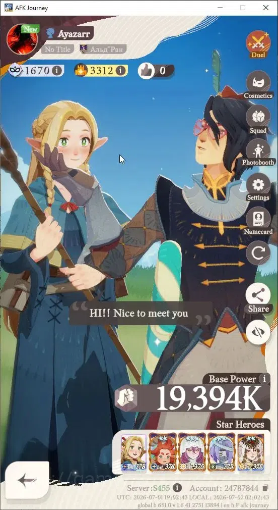 AFK Journey Accounts GLOBAL|Collab DungeonMeshi|3 S+(Daimon,Aurora)|2 Supreme(Galahad)|6 Myth(Marcille)|4 10