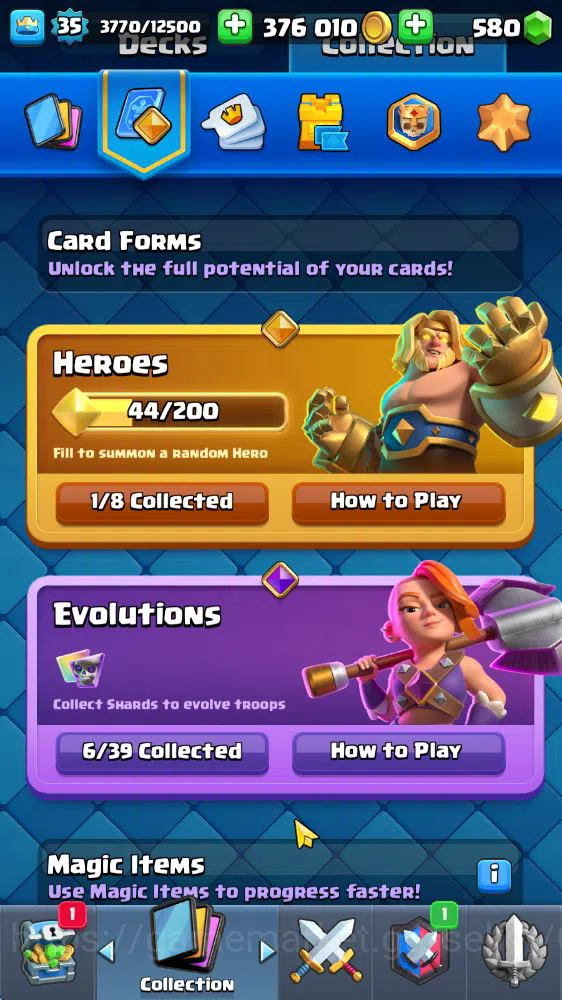 Clash Royale Accounts Midgame Lv 35|Trophy 6450|KTL 12|Limited Skin|Card 115|1 HERO 6 EVO 2 Champ 21 Legendary 33 Epic 30 5