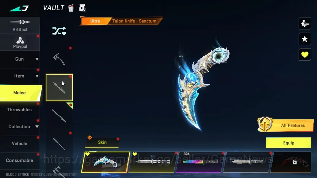 Blood Strike Accounts Mid-Tier Asia|3 Eternal QBZ95 Whisper Lv3,MP7 Tidesong,DEagle Scorpius|Meele Talon Sanctum,etc|Collab 1