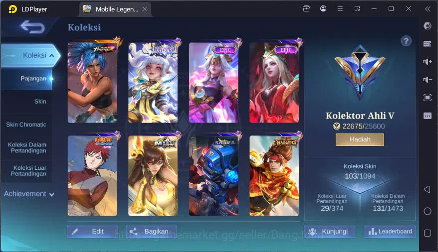 Mobile Legends: Bang Bang Accounts GLOBAL|Hero 68|Skin 103|Kof Karina,Covent Lylia,My image 19