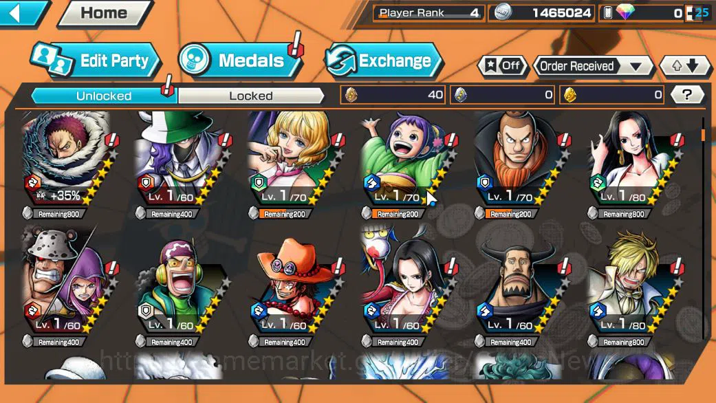 One Piece Bounty Rush Accounts Starter Global|4 EX|TFE Marshal D Teach,RO Roronoa Zoro,AMS Borsalino,BP Kuzan|Rank 4|Log 6