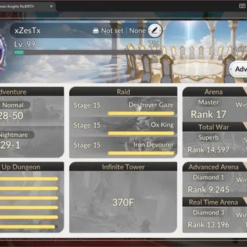 Seven Knights Re:Birth Accounts Global | 4 EX7(Gelidus TC2,Melia,Juri,Roise)|37 TC6(Dellons,Orkah,Sunran,Skuld,Rudy