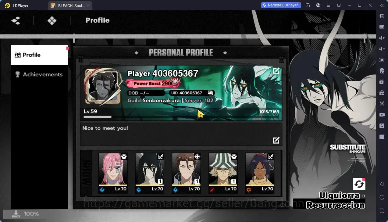 BLEACH: Soul Resonance Accounts Nuverse SEA|Lv 59|7SSR|5 1
