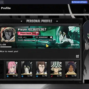BLEACH: Soul Resonance Accounts Nuverse SEA|Lv 59|7SSR|5